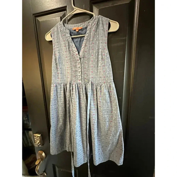 ModCloth Chambray Rainbow Dot Pintuck Fit & Flare Dress Size XXS - Picture 6 of 8